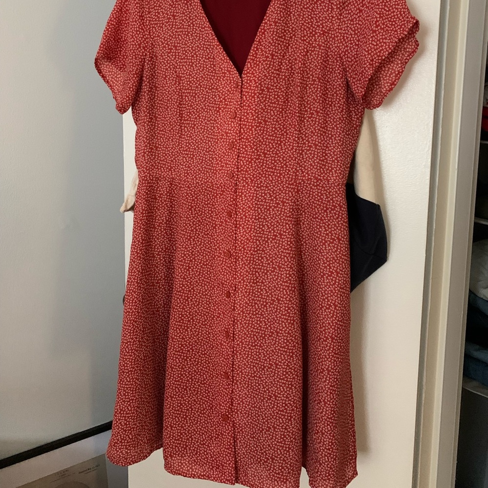 Bloomingdales pink/red short sleeves dress